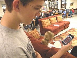 Boy with e-book reader